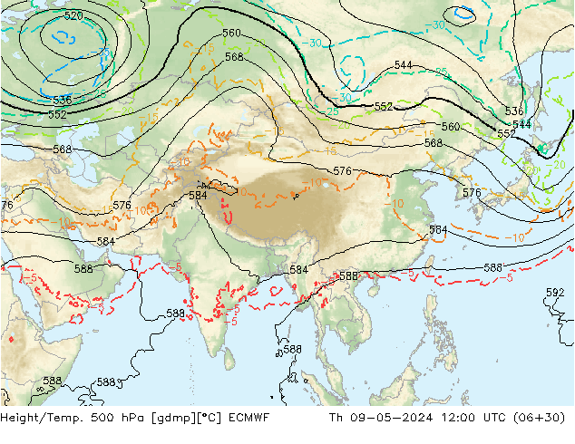 Yükseklik/Sıc. 500 hPa ECMWF Per 09.05.2024 12 UTC