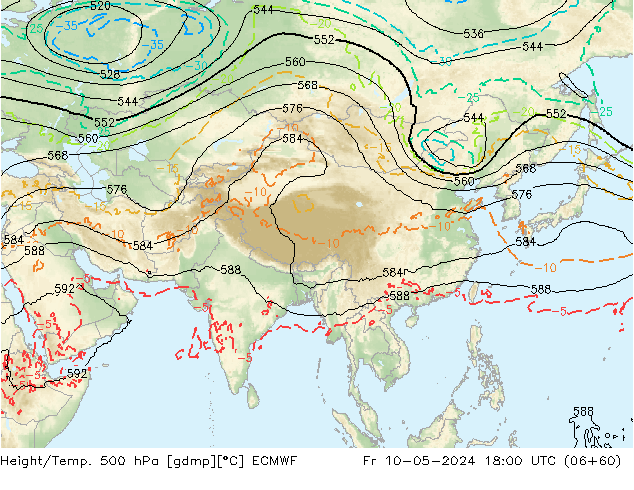 Z500/Rain (+SLP)/Z850 ECMWF Fr 10.05.2024 18 UTC