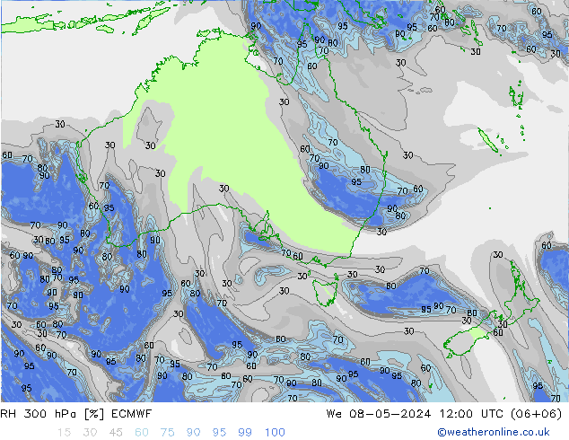 RH 300 hPa ECMWF We 08.05.2024 12 UTC