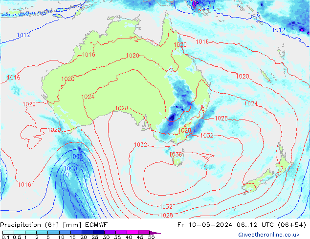 Precipitación (6h) ECMWF vie 10.05.2024 12 UTC