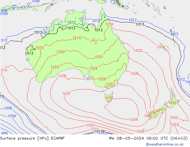 Surface pressure ECMWF We 08.05.2024 09 UTC