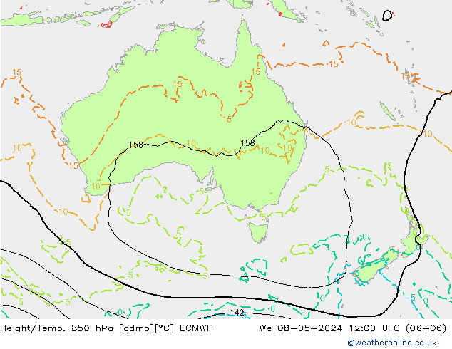 Z500/Rain (+SLP)/Z850 ECMWF We 08.05.2024 12 UTC