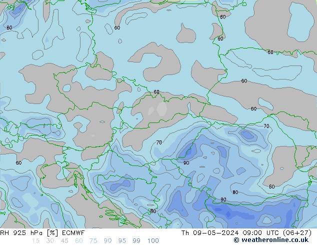 925 hPa Nispi Nem ECMWF Per 09.05.2024 09 UTC
