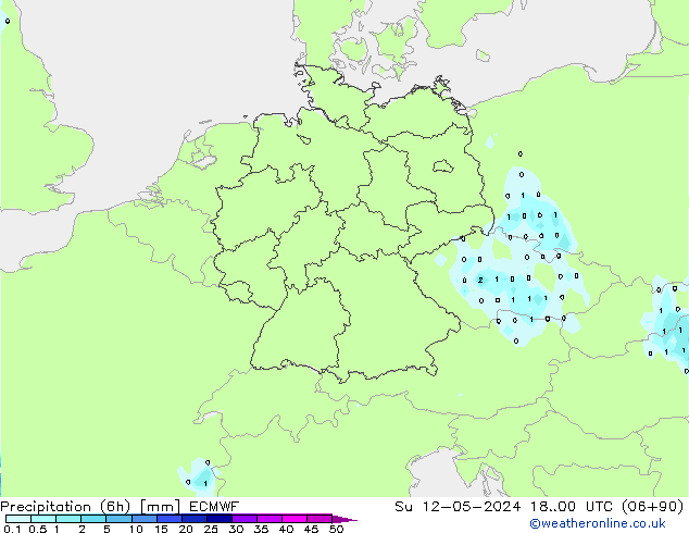 Nied. akkumuliert (6Std) ECMWF So 12.05.2024 00 UTC