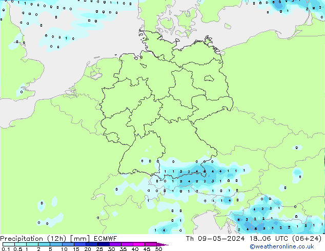 Precipitação (12h) ECMWF Qui 09.05.2024 06 UTC