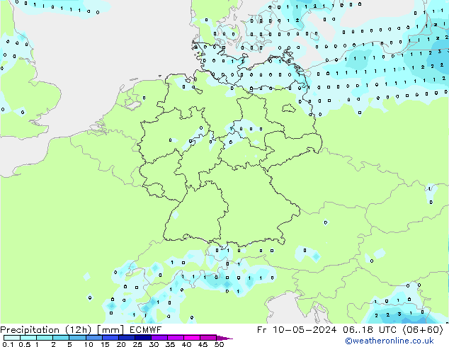 Precipitação (12h) ECMWF Sex 10.05.2024 18 UTC