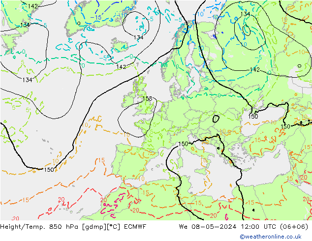 Z500/Rain (+SLP)/Z850 ECMWF 星期三 08.05.2024 12 UTC