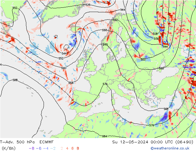T-Adv. 500 hPa ECMWF So 12.05.2024 00 UTC