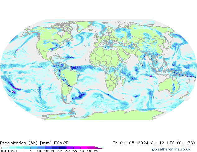 Z500/Rain (+SLP)/Z850 ECMWF gio 09.05.2024 12 UTC