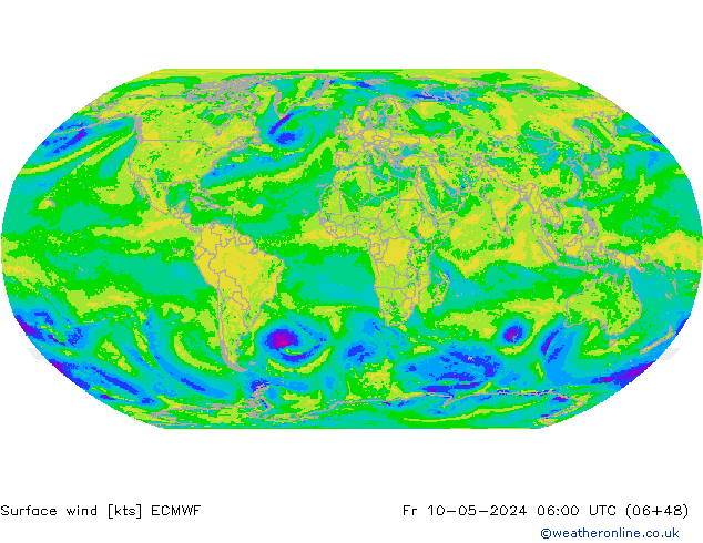 Prec 6h/Wind 10m/950 ECMWF пт 10.05.2024 06 UTC