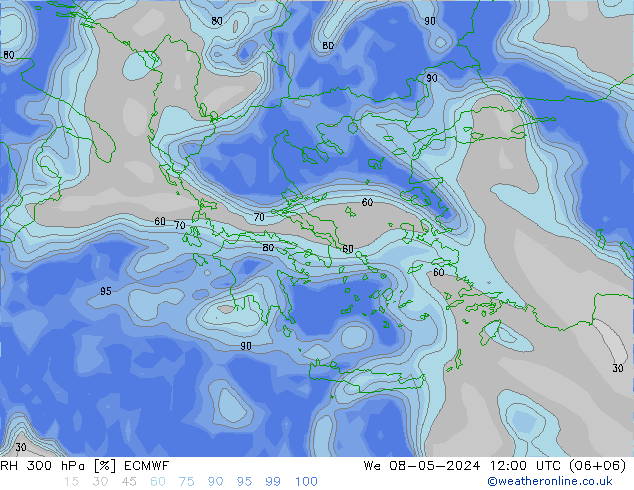 RH 300 hPa ECMWF  08.05.2024 12 UTC