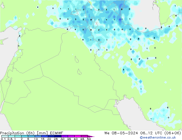 Precipitation (6h) ECMWF We 08.05.2024 12 UTC