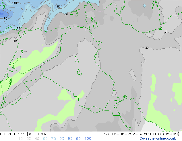 RH 700 hPa ECMWF Su 12.05.2024 00 UTC