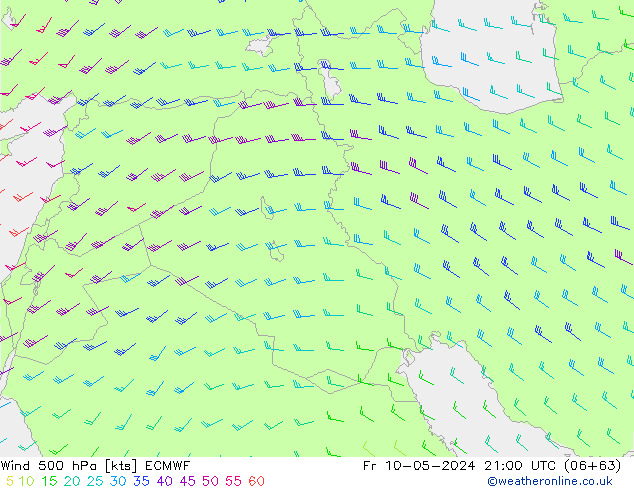 Wind 500 hPa ECMWF vr 10.05.2024 21 UTC