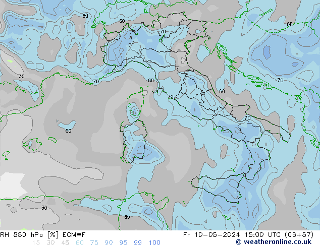 RH 850 hPa ECMWF ven 10.05.2024 15 UTC