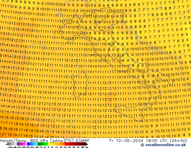 Z500/Rain (+SLP)/Z850 ECMWF vie 10.05.2024 18 UTC