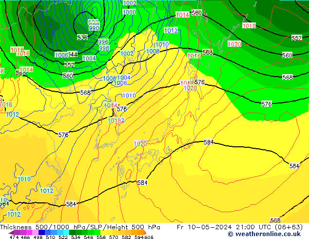 500-1000 hPa Kalınlığı ECMWF Cu 10.05.2024 21 UTC