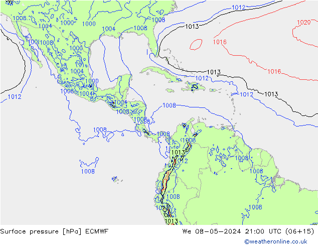 Surface pressure ECMWF We 08.05.2024 21 UTC