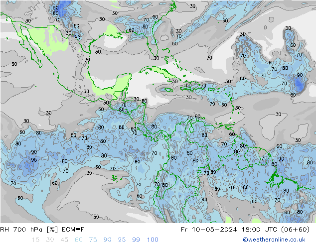 RH 700 hPa ECMWF Fr 10.05.2024 18 UTC