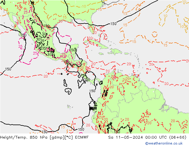 Z500/Rain (+SLP)/Z850 ECMWF Sáb 11.05.2024 00 UTC