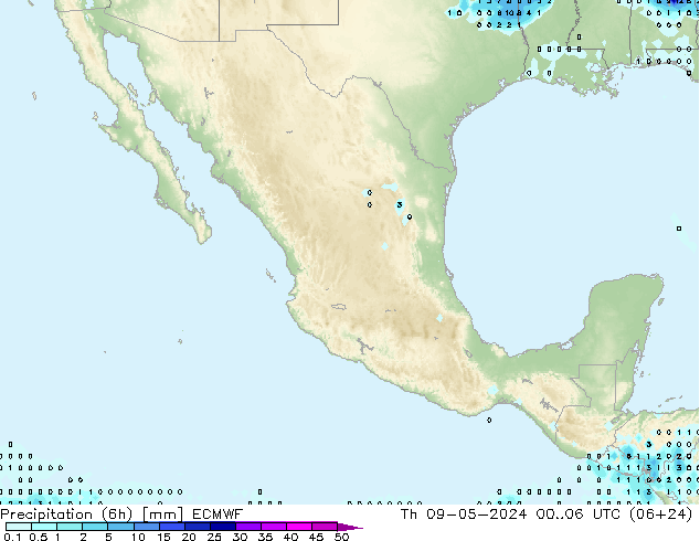 Precipitación (6h) ECMWF jue 09.05.2024 06 UTC