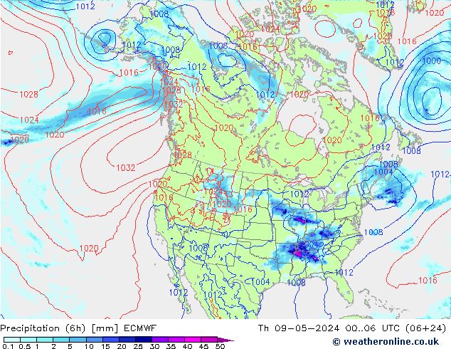 Z500/Rain (+SLP)/Z850 ECMWF Do 09.05.2024 06 UTC