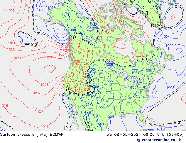 Atmosférický tlak ECMWF St 08.05.2024 09 UTC