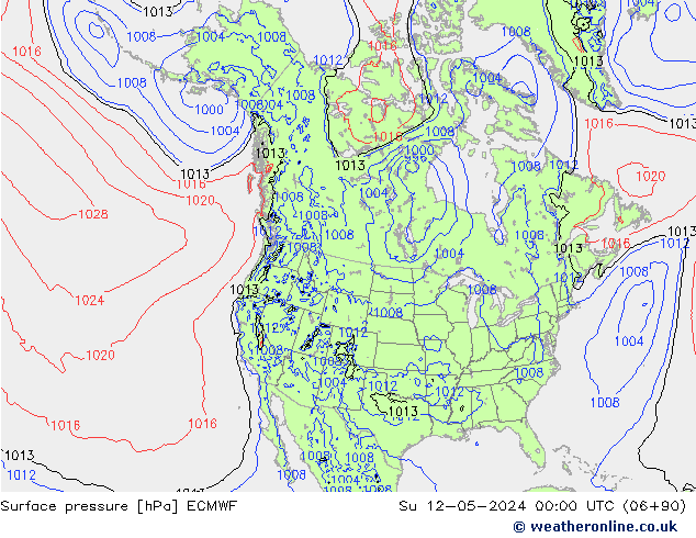 Surface pressure ECMWF Su 12.05.2024 00 UTC