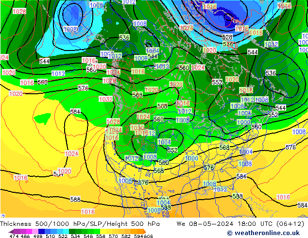 Schichtdicke 500-1000 hPa ECMWF Mi 08.05.2024 18 UTC