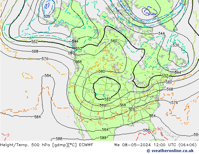 Z500/Rain (+SLP)/Z850 ECMWF mié 08.05.2024 12 UTC