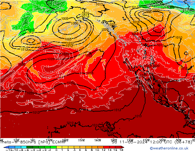 Theta-W 850hPa ECMWF sab 11.05.2024 12 UTC