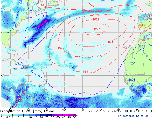 Precipitation (12h) ECMWF Ne 12.05.2024 00 UTC