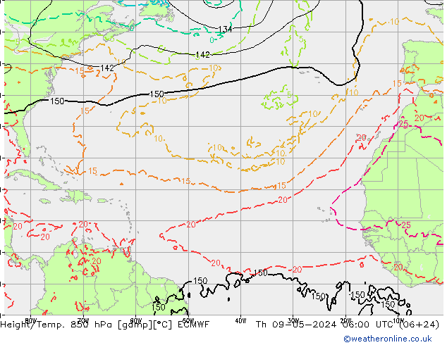 Z500/Rain (+SLP)/Z850 ECMWF jue 09.05.2024 06 UTC