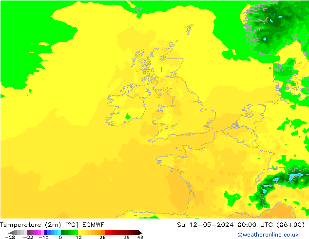 Temperature (2m) ECMWF Su 12.05.2024 00 UTC