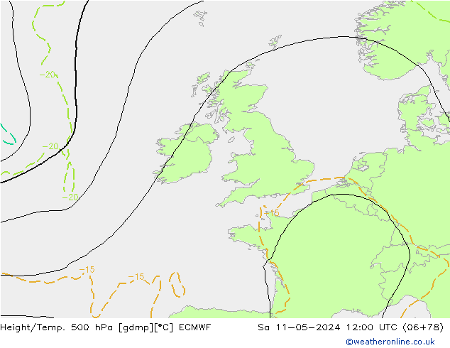 Z500/Rain (+SLP)/Z850 ECMWF Sa 11.05.2024 12 UTC