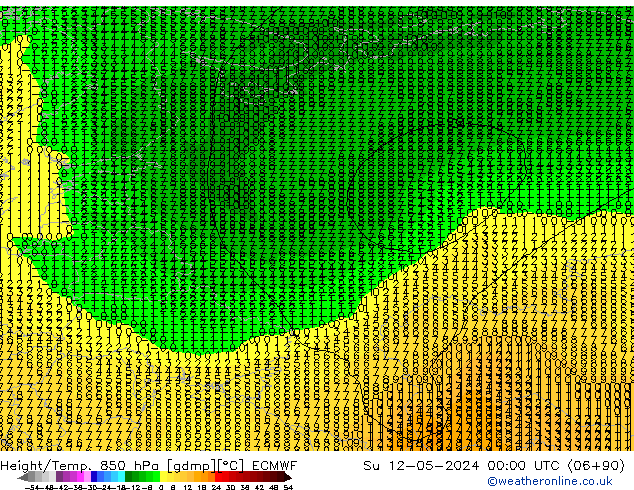 Height/Temp. 850 hPa ECMWF  12.05.2024 00 UTC
