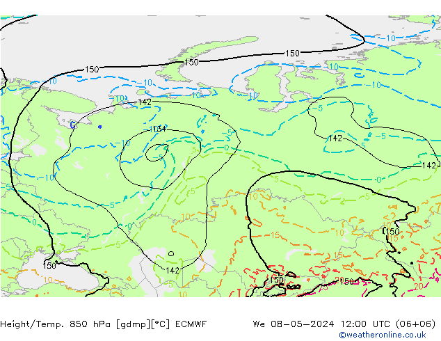 Z500/Rain (+SLP)/Z850 ECMWF  08.05.2024 12 UTC