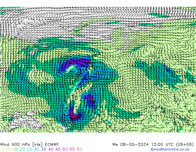 Wind 900 hPa ECMWF wo 08.05.2024 12 UTC