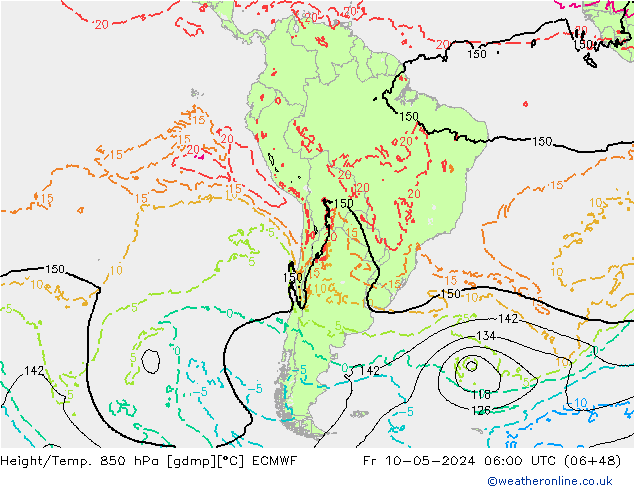 Z500/Rain (+SLP)/Z850 ECMWF Sex 10.05.2024 06 UTC