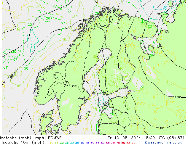 Isotachs (mph) ECMWF Fr 10.05.2024 15 UTC