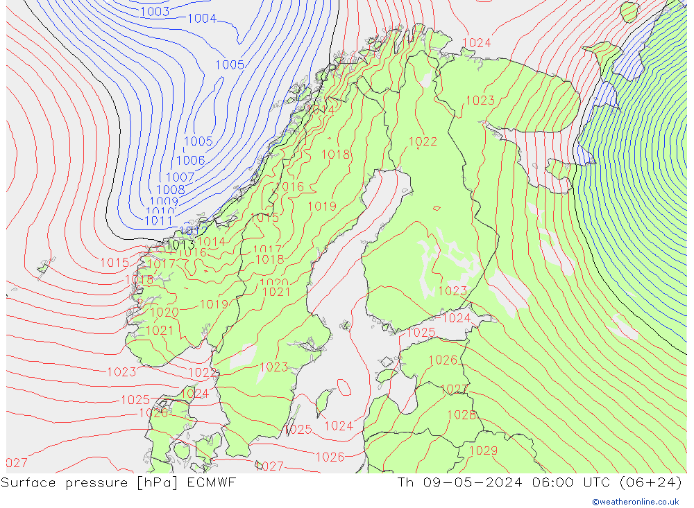 Surface pressure ECMWF Th 09.05.2024 06 UTC