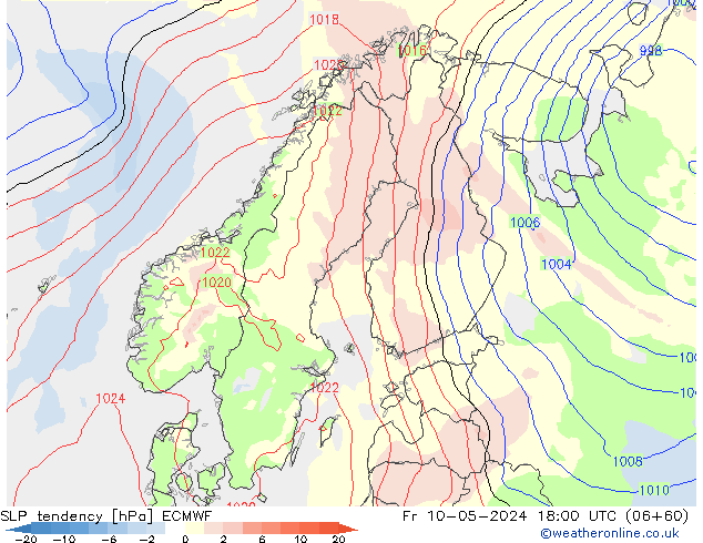 Drucktendenz ECMWF Fr 10.05.2024 18 UTC