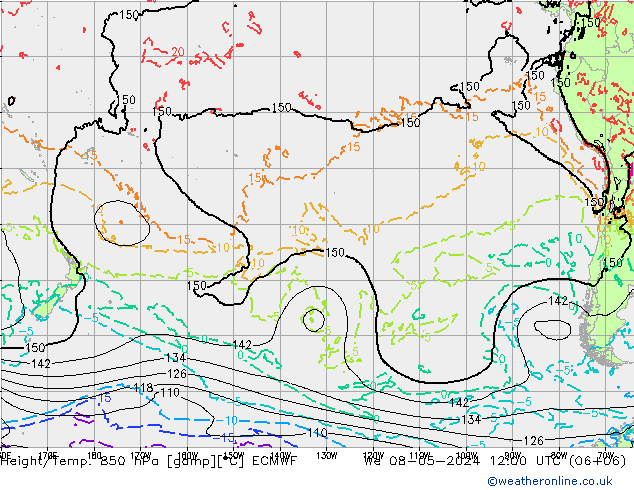 Z500/Rain (+SLP)/Z850 ECMWF  08.05.2024 12 UTC