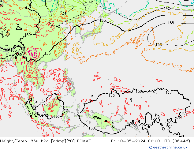Yükseklik/Sıc. 850 hPa ECMWF Cu 10.05.2024 06 UTC
