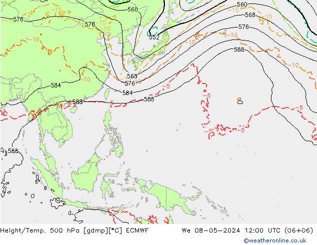 Z500/Rain (+SLP)/Z850 ECMWF Qua 08.05.2024 12 UTC