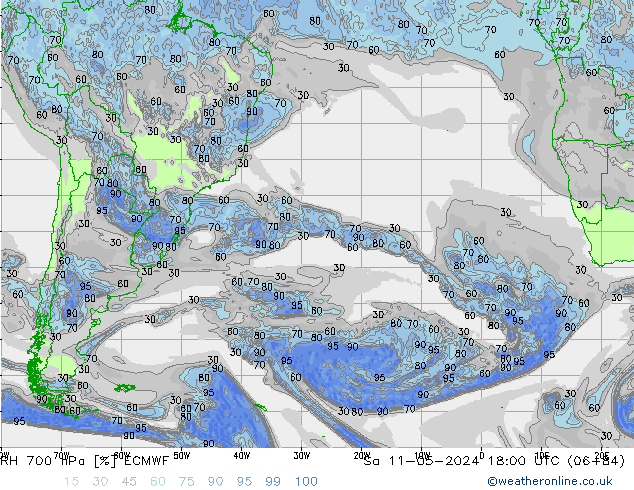 RH 700 hPa ECMWF  11.05.2024 18 UTC