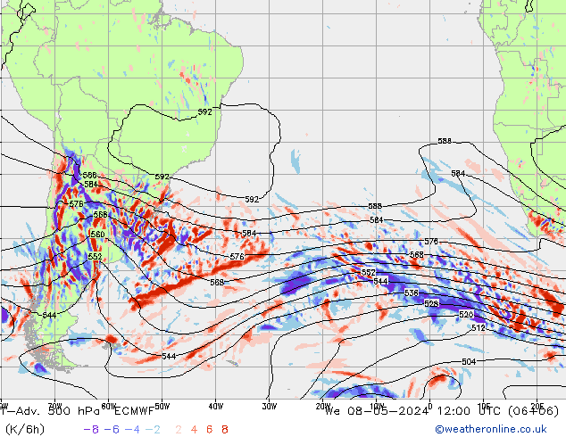 T-Adv. 500 hPa ECMWF mer 08.05.2024 12 UTC
