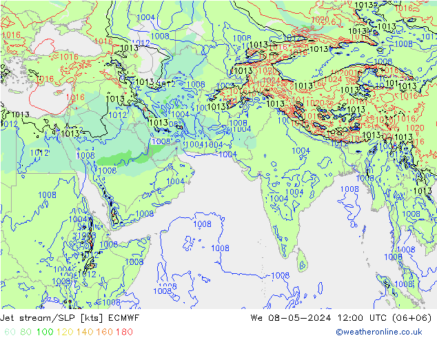 高速氣流/地面气压 ECMWF 星期三 08.05.2024 12 UTC