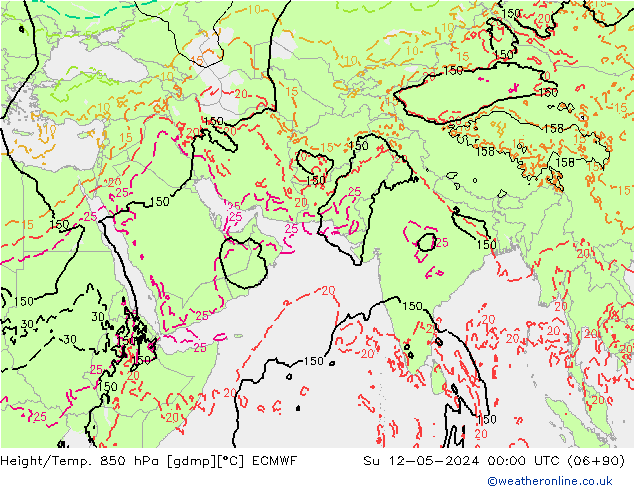 Height/Temp. 850 hPa ECMWF nie. 12.05.2024 00 UTC