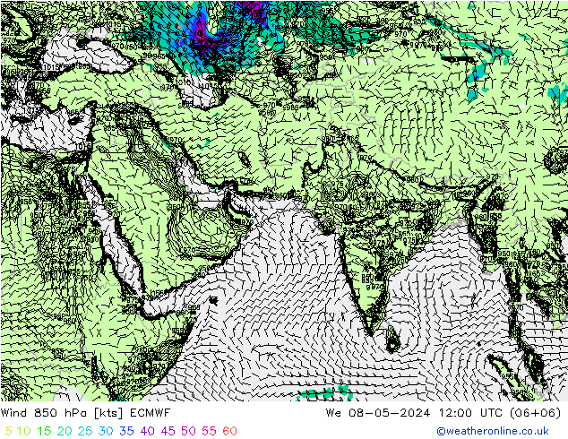 风 850 hPa ECMWF 星期三 08.05.2024 12 UTC